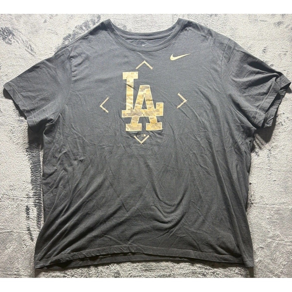 Nike Los Angeles Dodgers Camo Logo T-Shirt Black Sz. 2XL " Salute To The Troops"